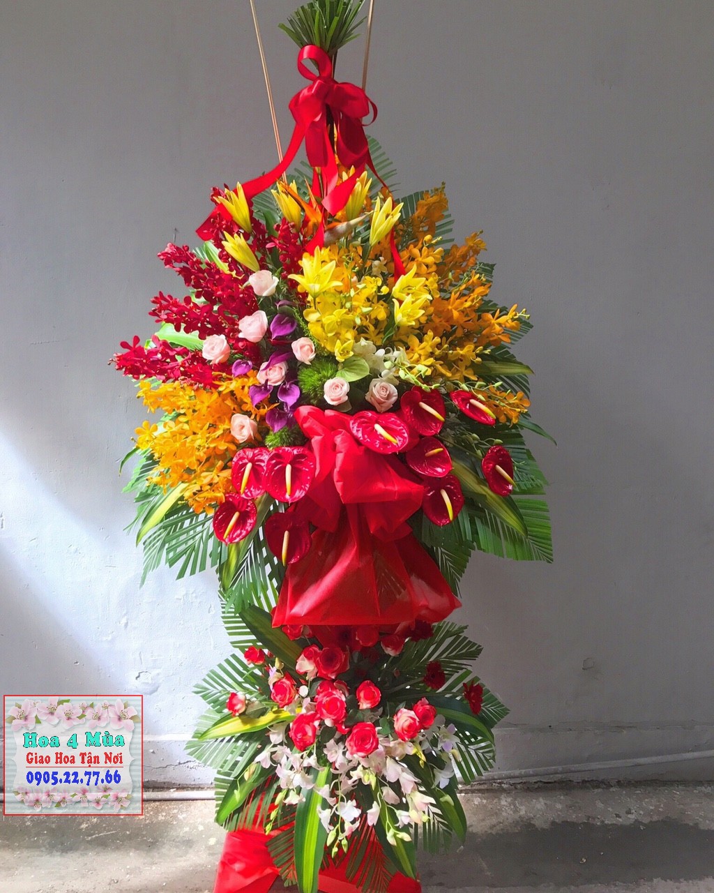Mẫu hoa khai trương đẹp mắt tại điện hoa Huyện Châu Thành, Đồng Tháp