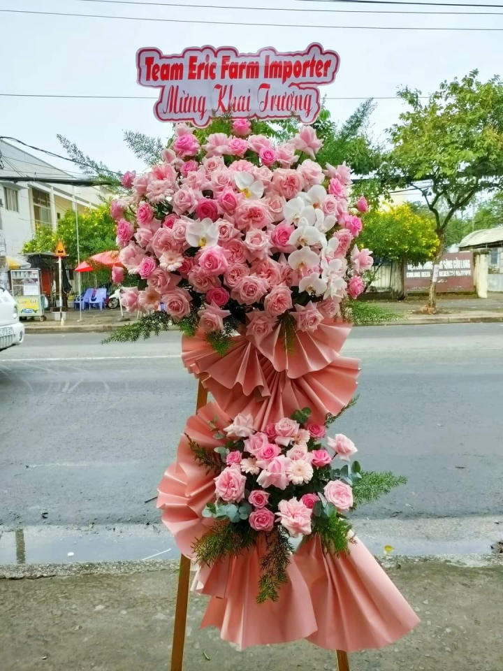 Lẵng hoa chúc mừng khai trương tại cửa hàng hoa Huyện Tam Nông, Đồng Tháp 